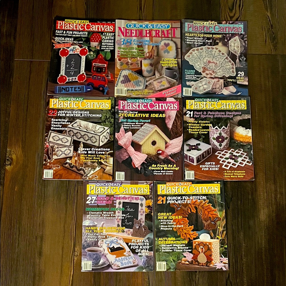 Quick & Easy Plastic Canvas Magazine Set of 8 with Premier Issue #1